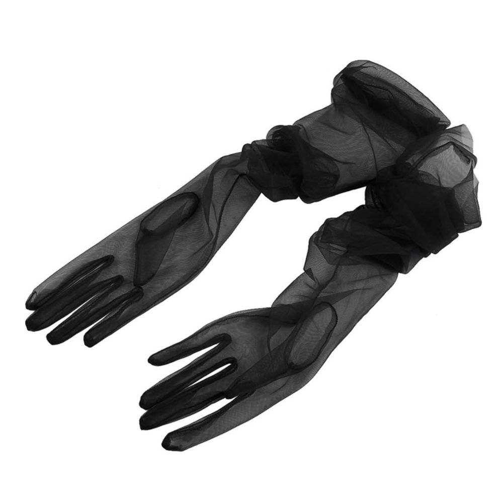 New! Forest Green Tulle Sheer Elbow Gloves